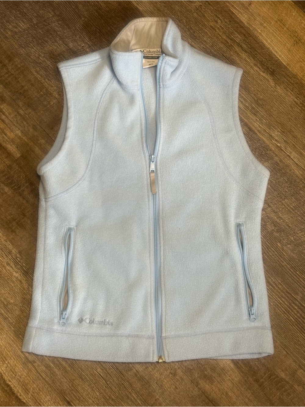 Columbia Light Blue Fleece Zip Vest Women’s Small